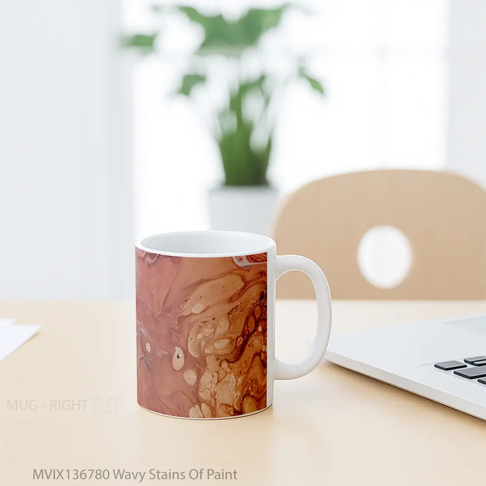 Mug Wavy Stains Of Paint Gelas Keramik Unik - All-side / Desain