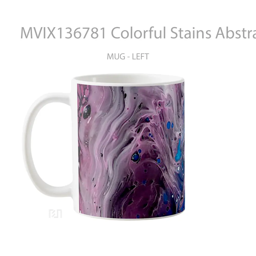 Mug Colorful Stains Abstract Gelas Seni Modern - All-side / Desain