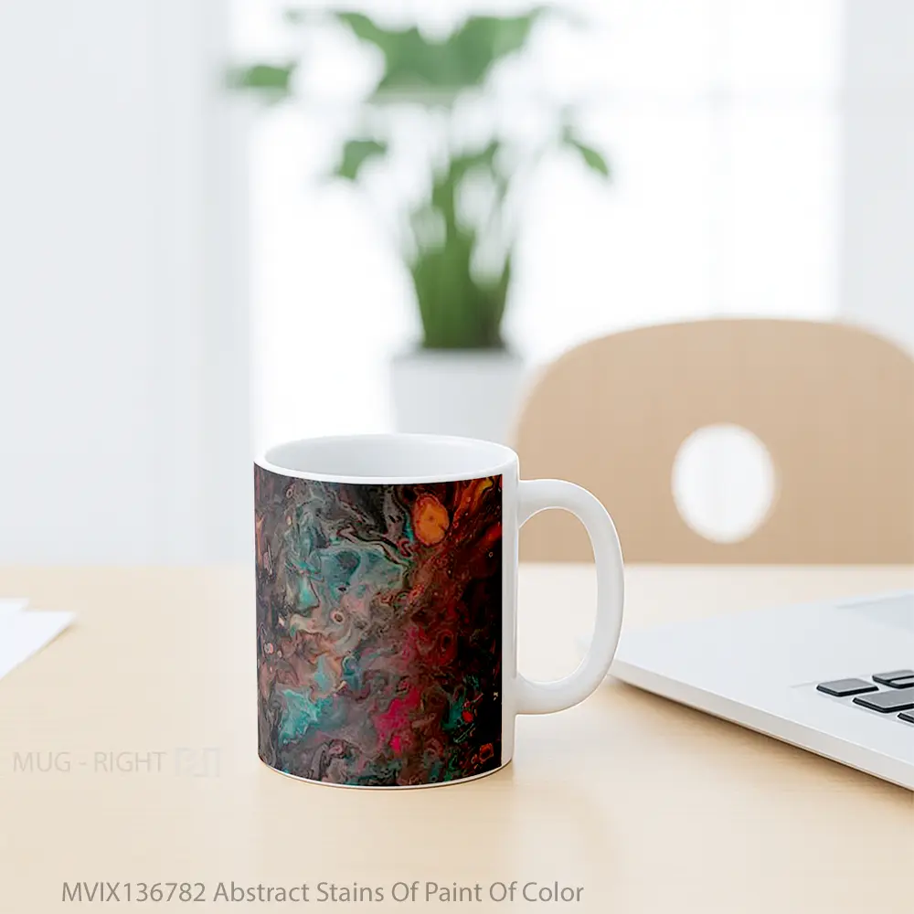 Mug Abstract Stains Of Paint Of Color Gelas Seni Modern - All-side / Desain