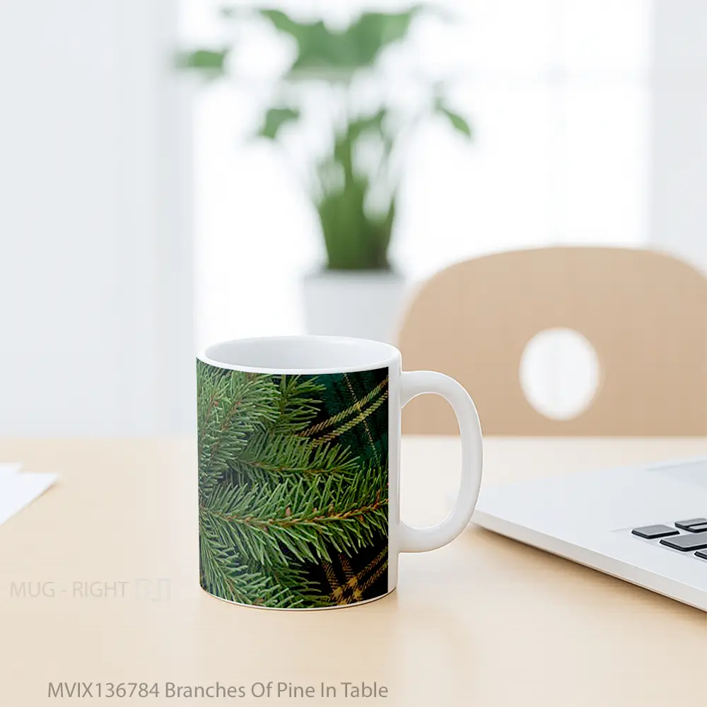 Mug Branches Of Pine In Table Gelas Keramik Unik - All-side / Desain