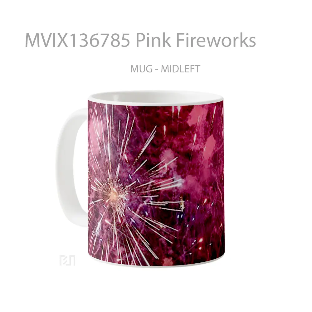 Mug Pink Fireworks Gelas Keramik Unik - All-side / Desain