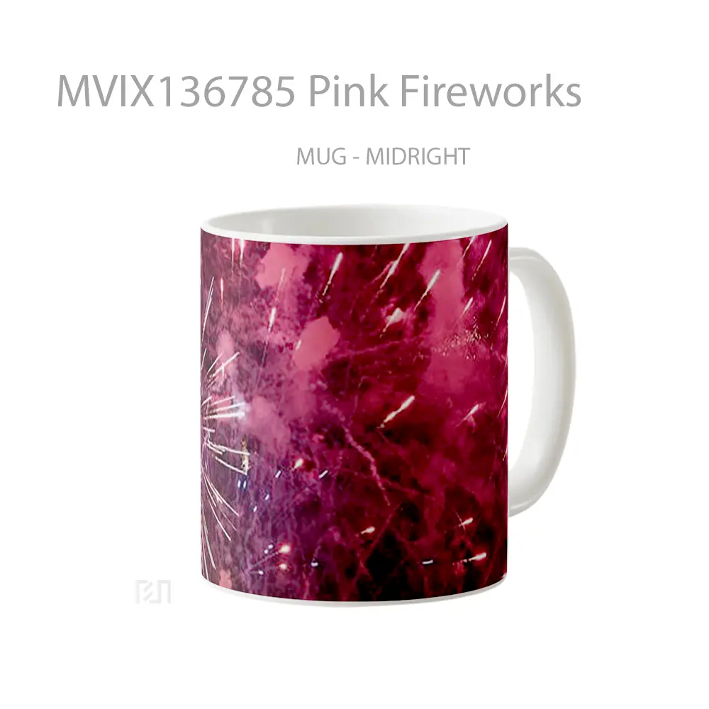 Mug Pink Fireworks Gelas Keramik Unik - All-side / Desain