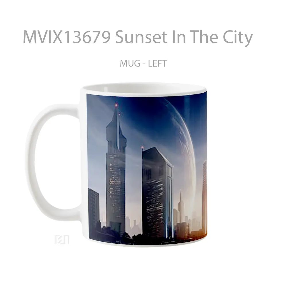 Mug Sunset In The City Gelas Pemandangan Alam - All-side / Desain
