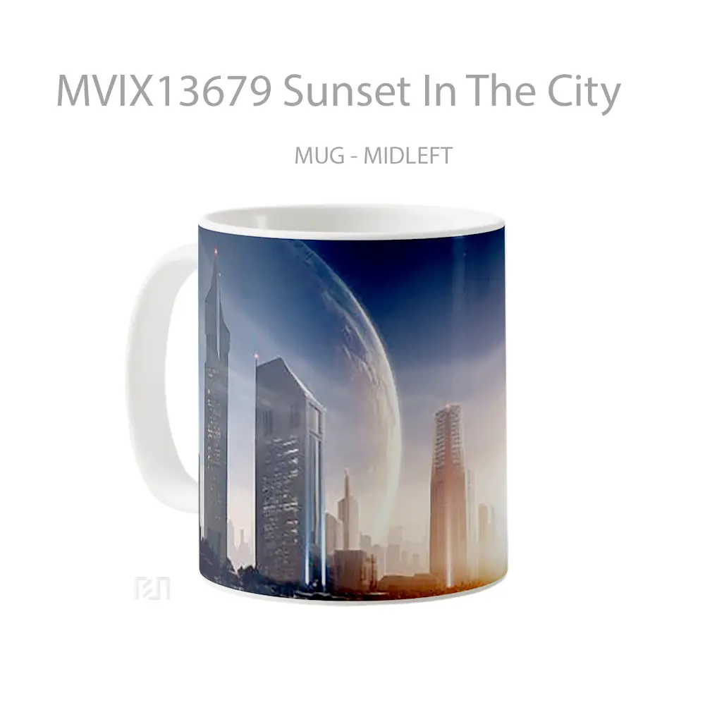 Mug Sunset In The City Gelas Pemandangan Alam - All-side / Desain