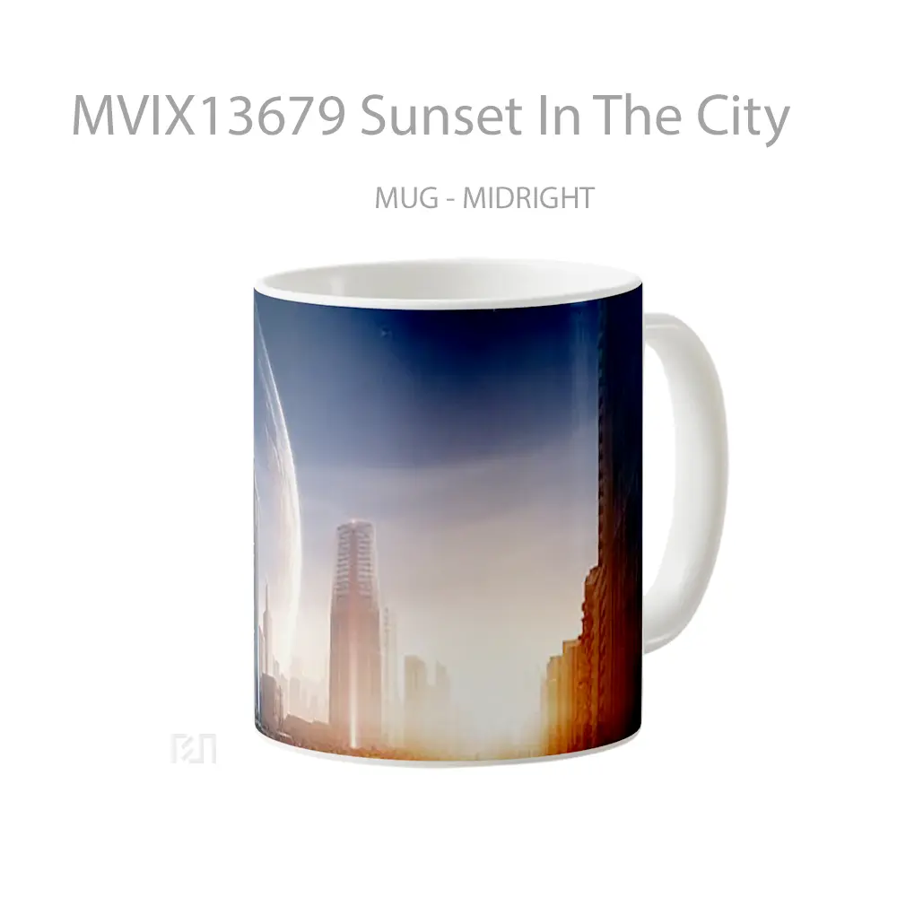 Mug Sunset In The City Gelas Pemandangan Alam - All-side / Desain