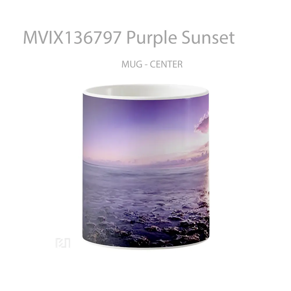 Mug Keramik Premium SNI - Mug Purple Sunset Gelas Pemandangan Alam