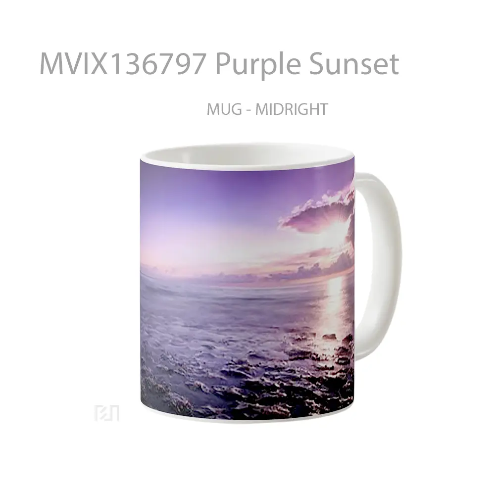 Mug Purple Sunset Gelas Pemandangan Alam - All-side / Desain