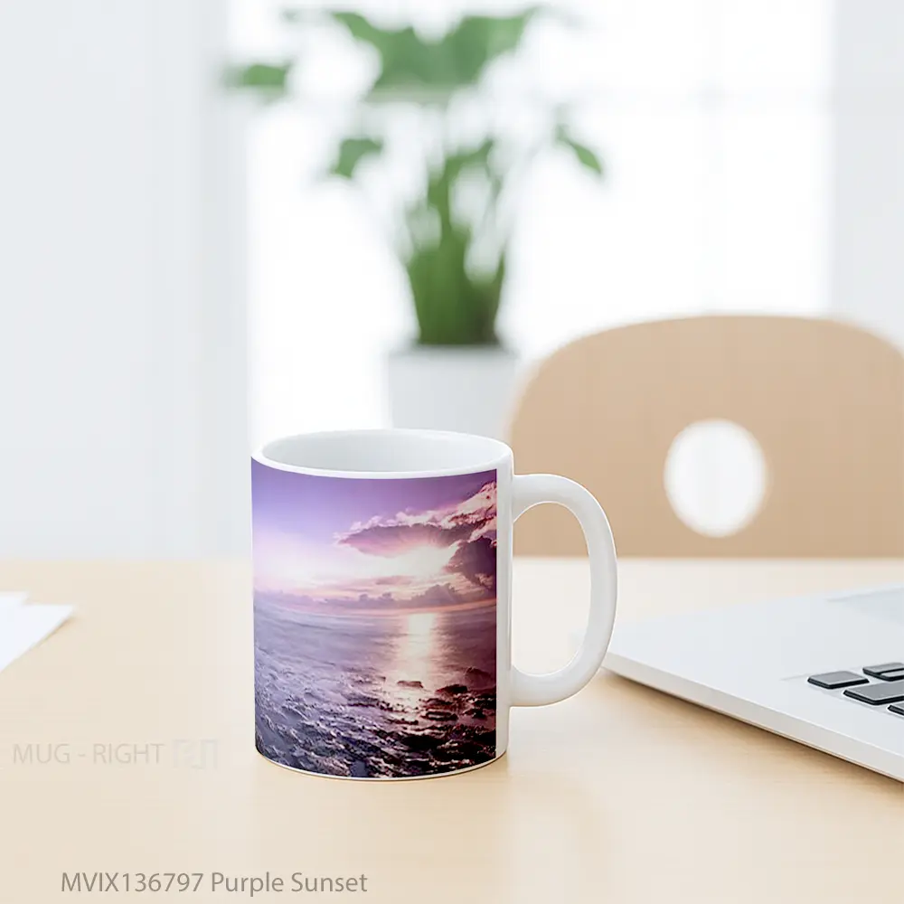 Mug Purple Sunset Gelas Pemandangan Alam - All-side / Desain