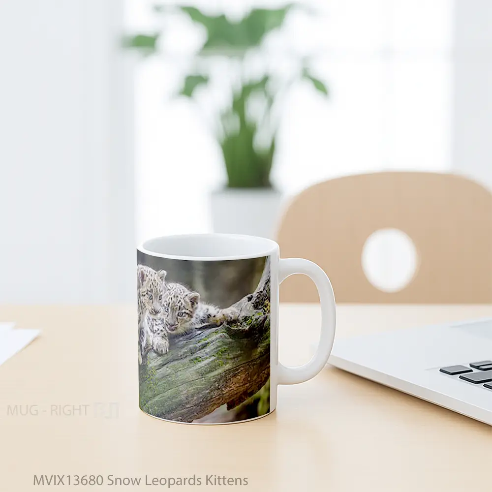 Mug Snow Leopards Kittens Gelas Pemandangan Alam - All-side / Desain