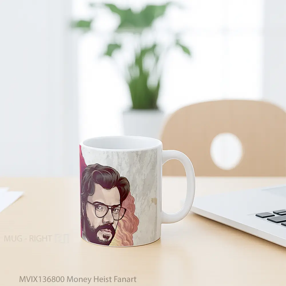 Mug Money Heist Fanart Gelas Keramik Unik - All-side / Desain