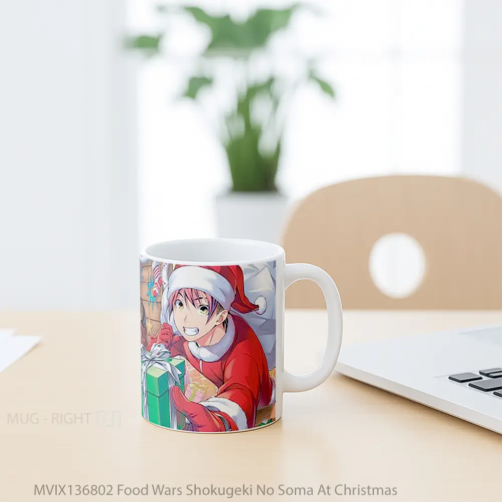 Mug Food Wars Shokugeki No Soma At Christmas Gelas Keramik Unik - All-side / Desain