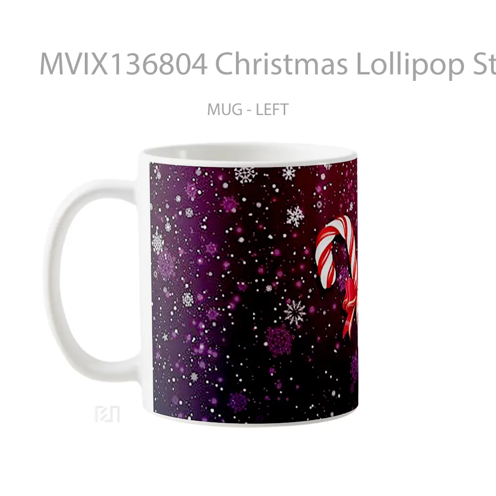 Mug Christmas Lollipop Stick With Bowknot Gelas Keramik Unik - All-side / Desain