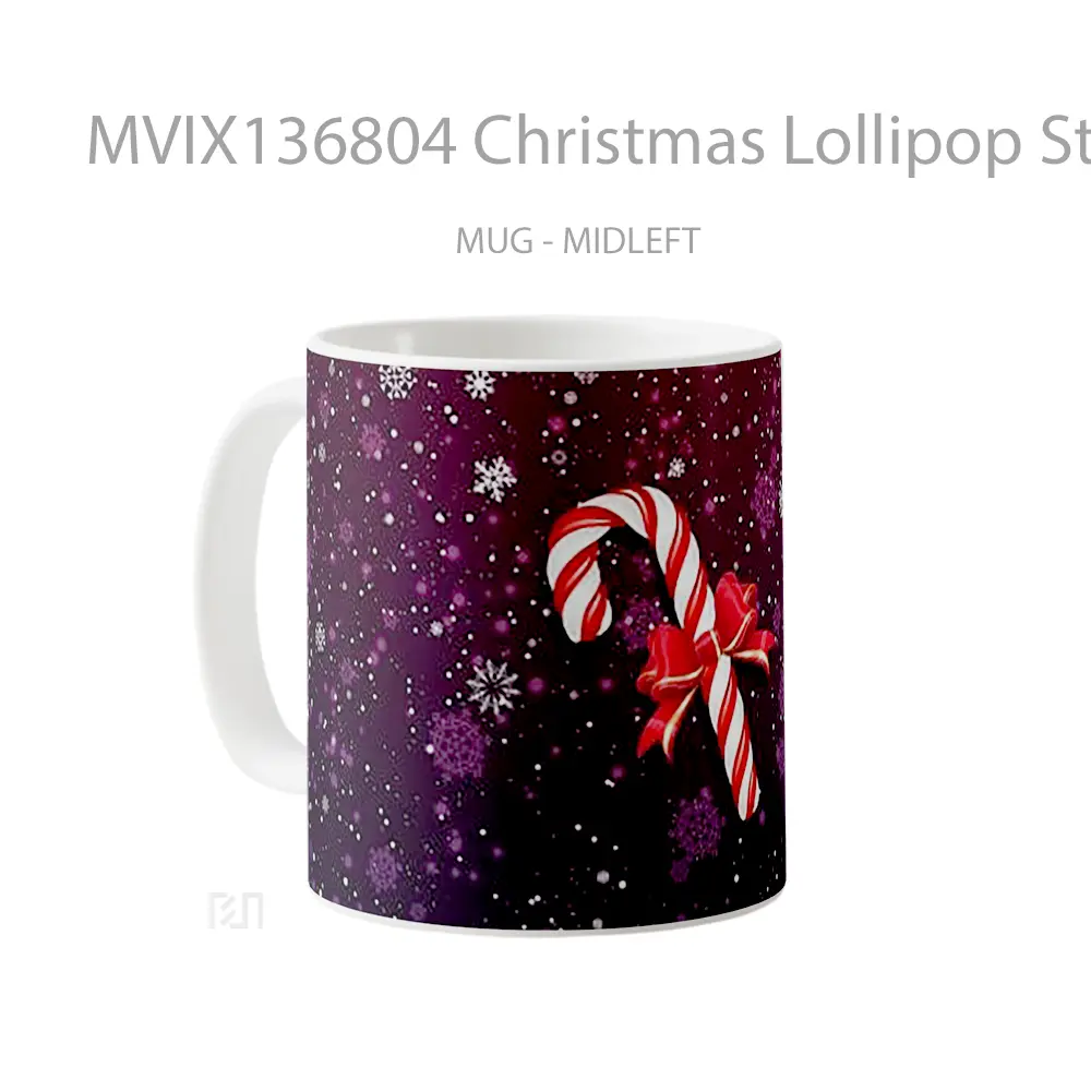 Mug Christmas Lollipop Stick With Bowknot Gelas Keramik Unik - All-side / Desain