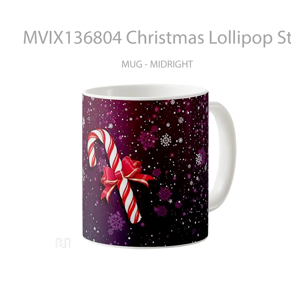 Mug Christmas Lollipop Stick With Bowknot Gelas Keramik Unik - All-side / Desain