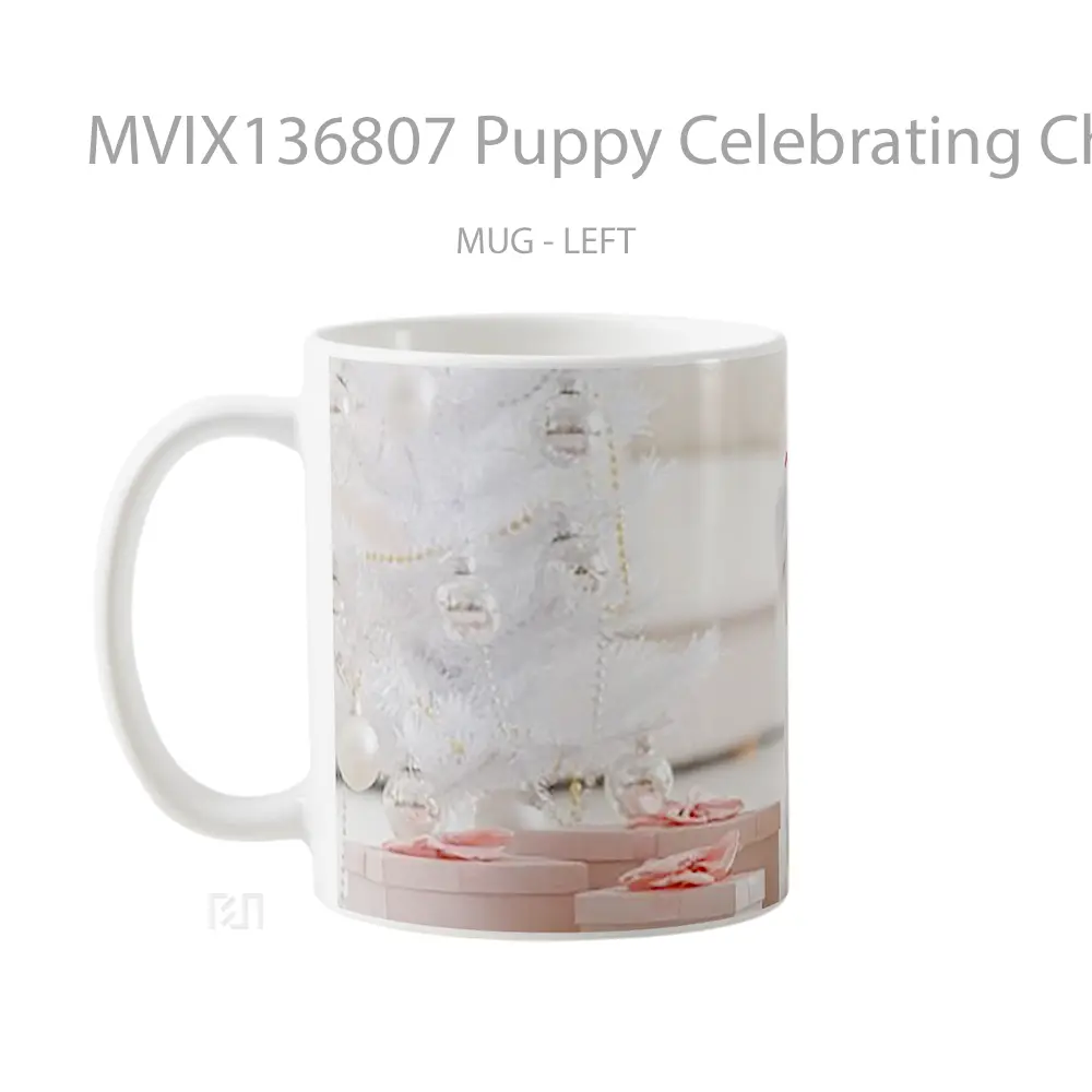 Mug Puppy Celebrating Christmas V1 Gelas Hewan Lucu - All-side / Desain