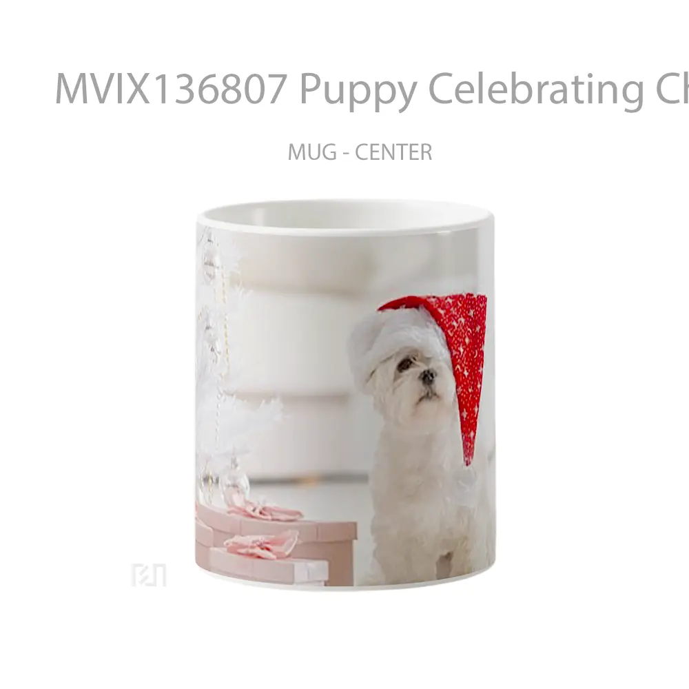 Mug Puppy Celebrating Christmas V1 Gelas Hewan Lucu