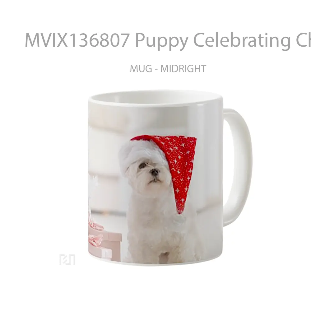Mug Puppy Celebrating Christmas V1 Gelas Hewan Lucu - All-side / Desain