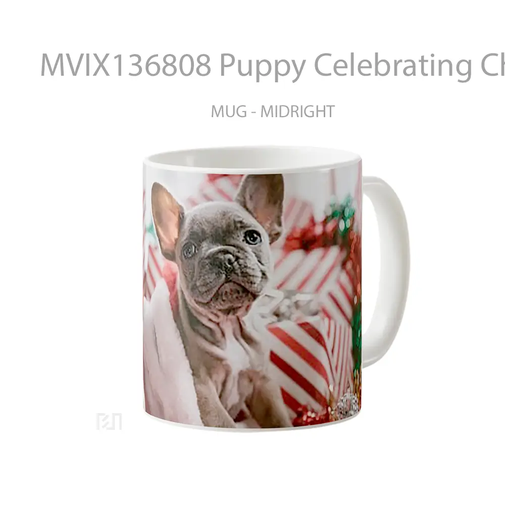Mug Puppy Celebrating Christmas V2 Gelas Hewan Lucu - All-side / Desain