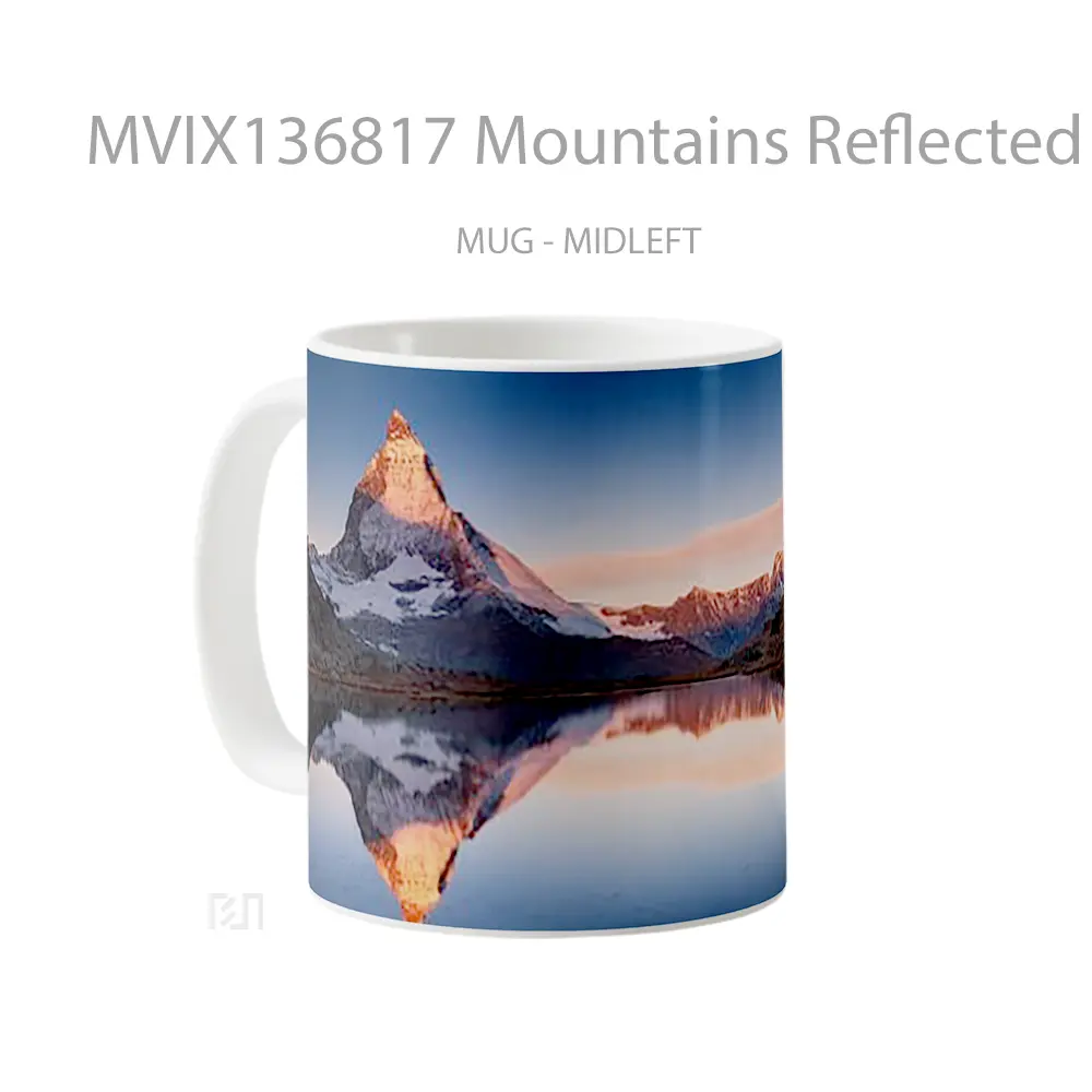 Mug Mountains Reflected In Lake Apple Ios10 Gelas Pemandangan Alam - All-side / Desain