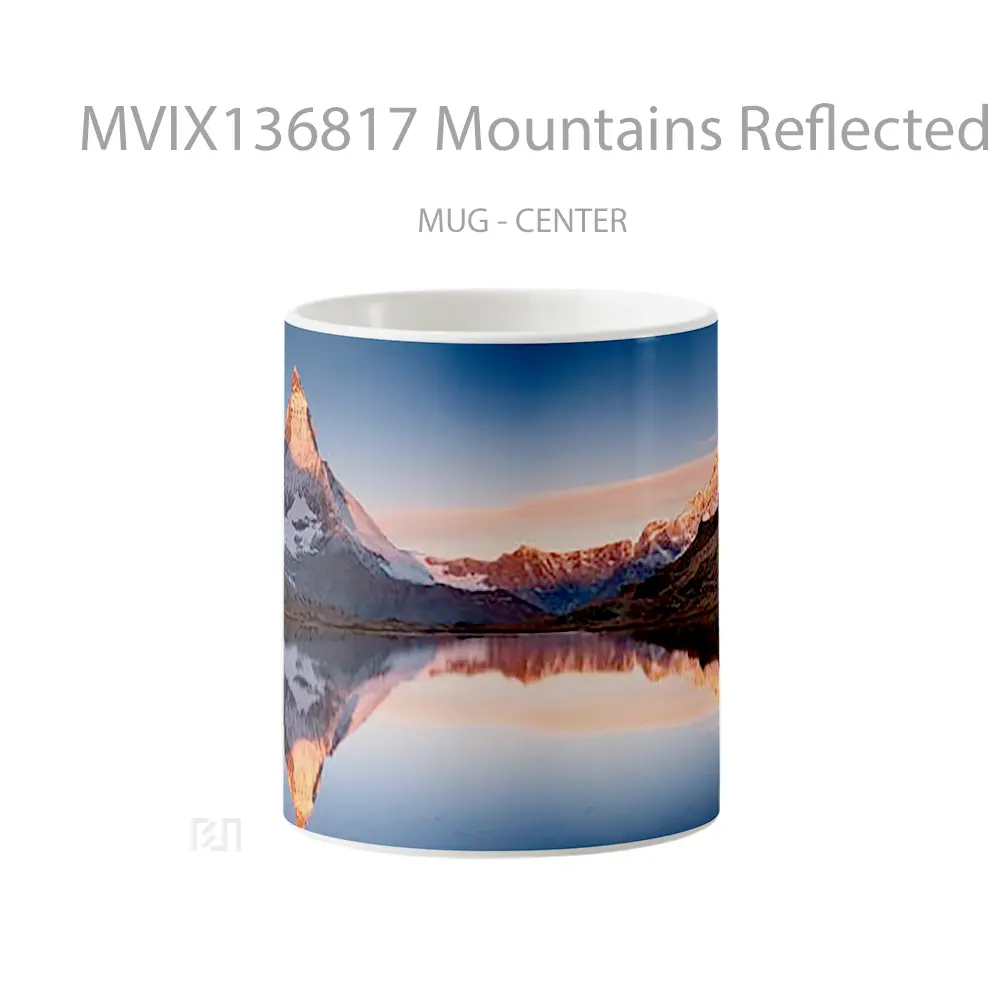 Mug Mountains Reflected In Lake Apple Ios10 Gelas Pemandangan Alam