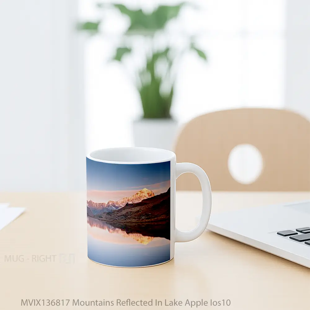 Mug Mountains Reflected In Lake Apple Ios10 Gelas Pemandangan Alam - All-side / Desain