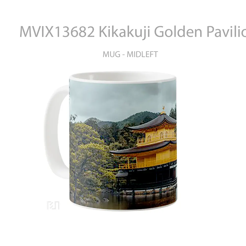 Mug Kikakuji Golden Pavilion Temple Gelas Keramik Unik - All-side / Desain