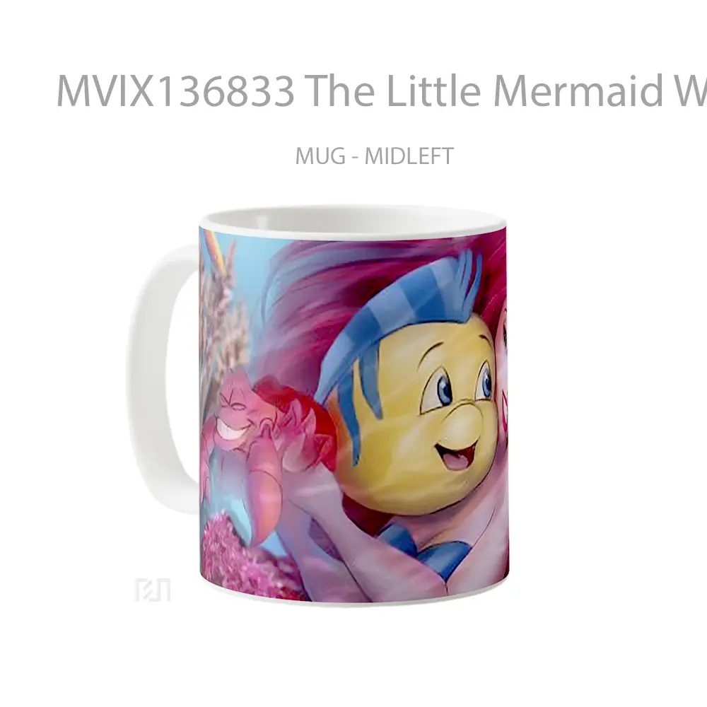 Mug The Little Mermaid With Flounder Gelas Fantasi - All-side / Desain