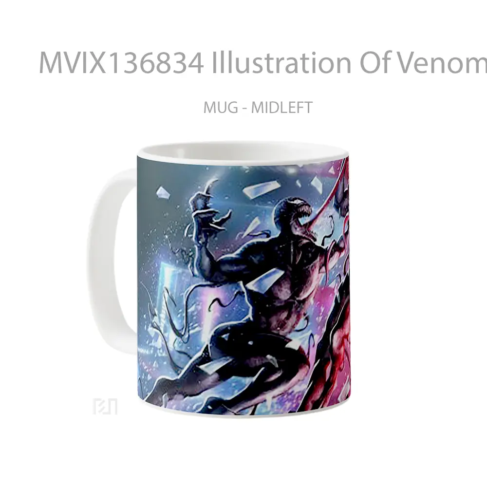 Mug Illustration Of Venom Vs Riot Gelas Superhero - All-side / Desain