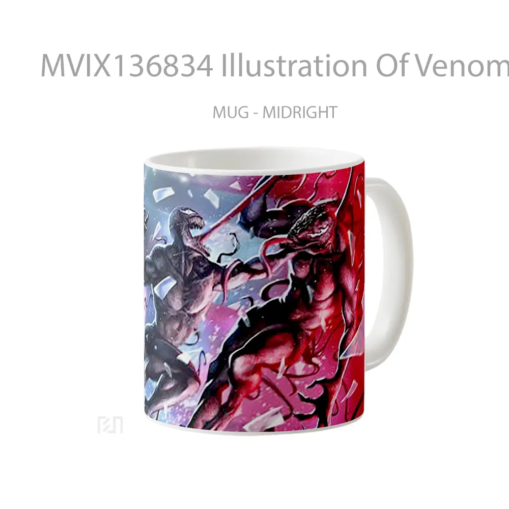 Mug Illustration Of Venom Vs Riot Gelas Superhero - All-side / Desain
