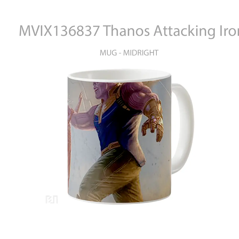 Mug Thanos Attacking Iron Man In Infinity War Fanart Gelas Superhero - All-side / Desain