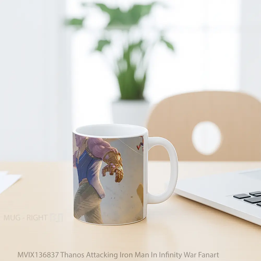 Mug Thanos Attacking Iron Man In Infinity War Fanart Gelas Superhero - All-side / Desain