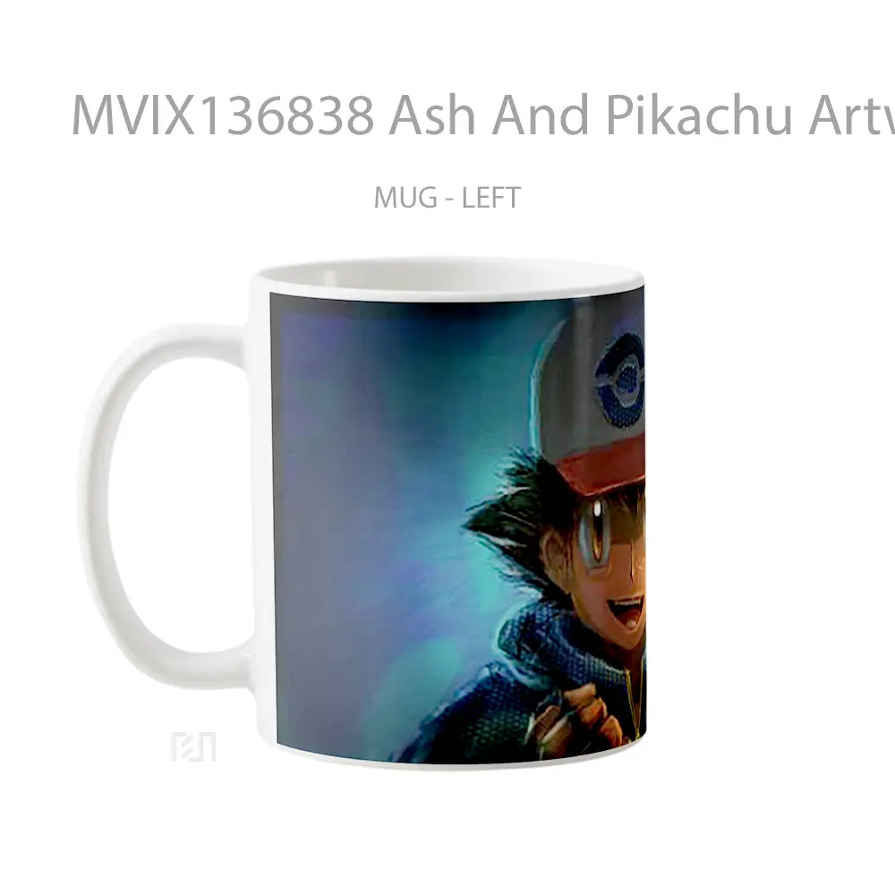 Mug Ash And Pikachu Artwork Gelas Seni Modern - All-side / Desain