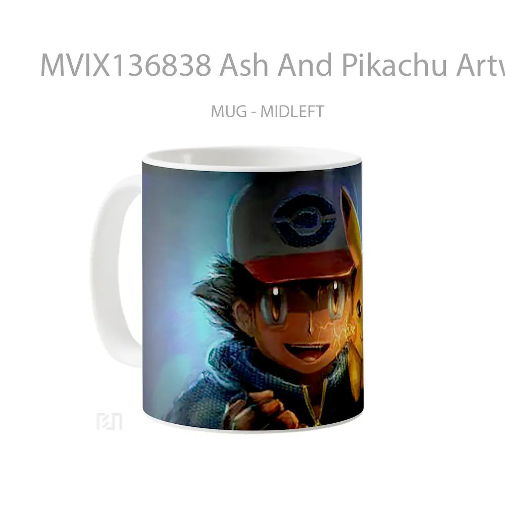Mug Ash And Pikachu Artwork Gelas Seni Modern - All-side / Desain