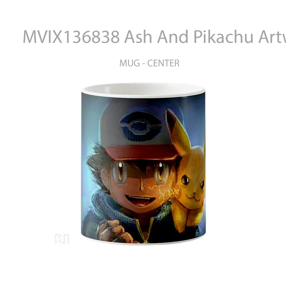 Mug Ash And Pikachu Artwork Gelas Seni Modern
