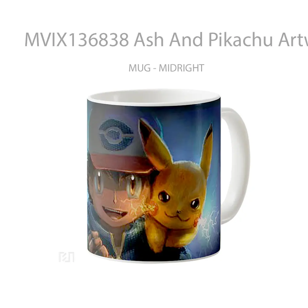 Mug Ash And Pikachu Artwork Gelas Seni Modern - All-side / Desain