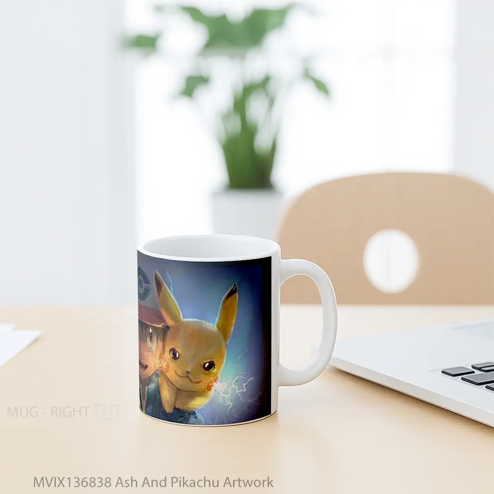 Mug Ash And Pikachu Artwork Gelas Seni Modern - All-side / Desain