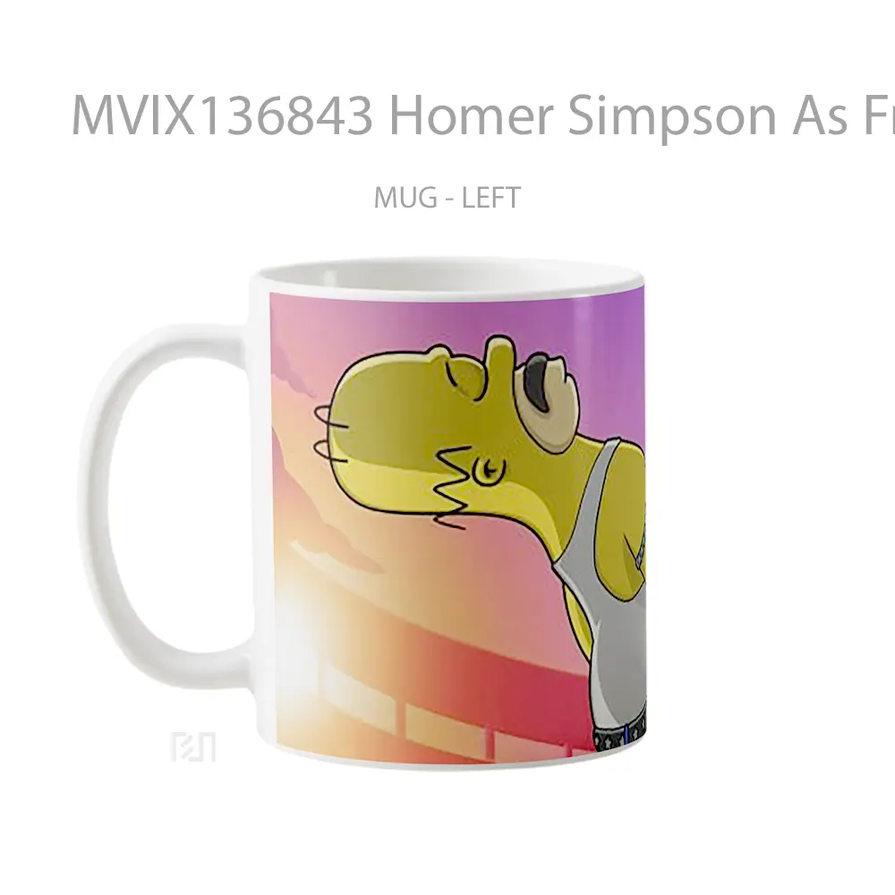 Mug Homer Simpson As Freddy Mercury Gelas Kartun - All-side / Desain