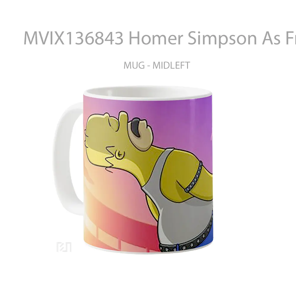 Mug Homer Simpson As Freddy Mercury Gelas Kartun - All-side / Desain