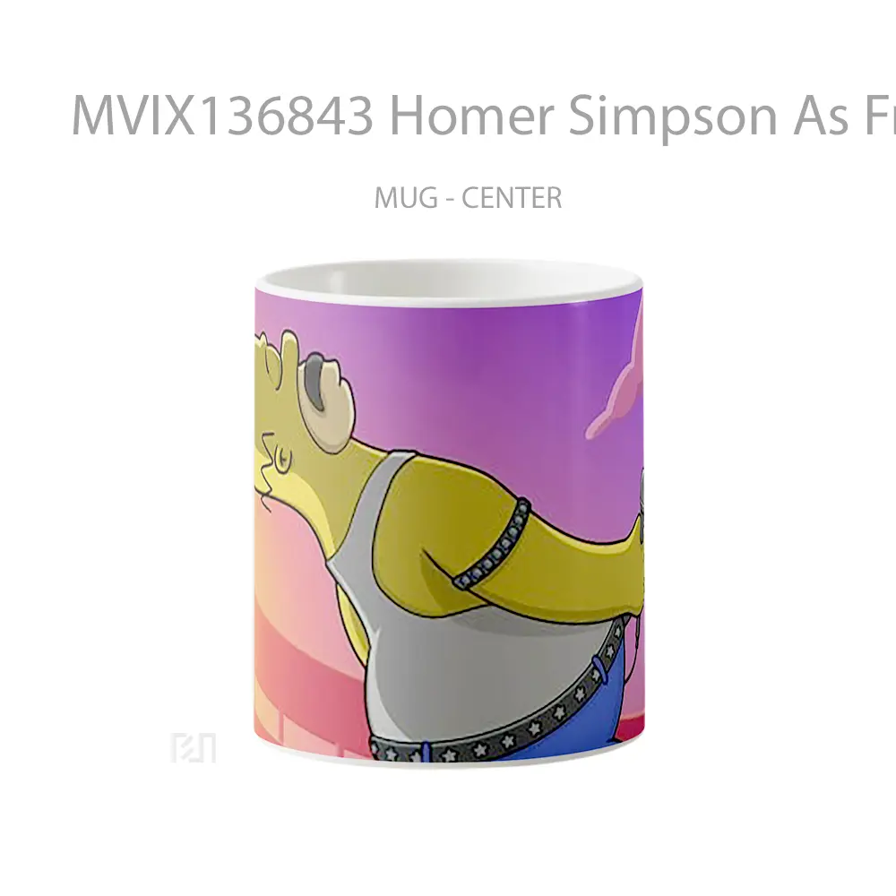 Mug Homer Simpson As Freddy Mercury Gelas Kartun
