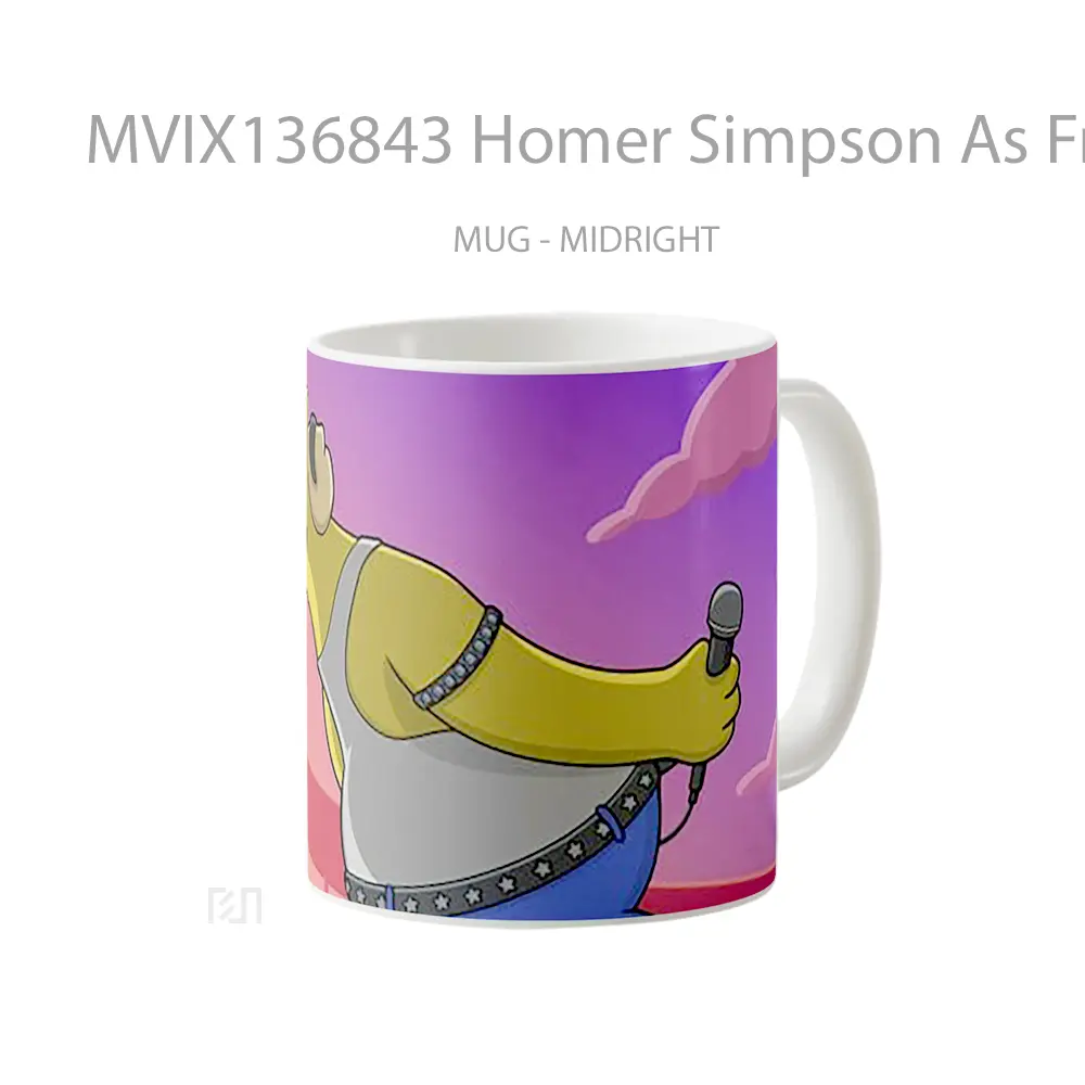 Mug Homer Simpson As Freddy Mercury Gelas Kartun - All-side / Desain