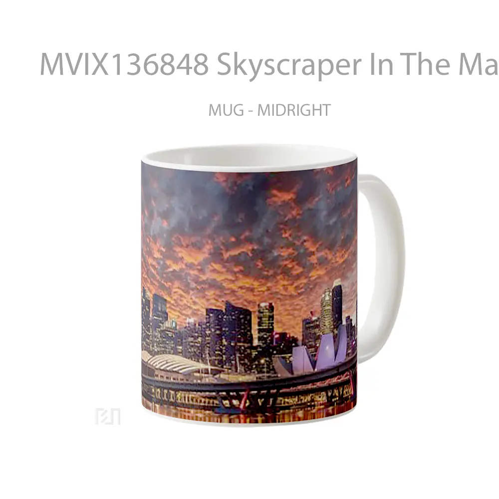 Mug Skyscraper In The Marina Bay Of Singapore Gelas Keramik Unik - All-side / Desain