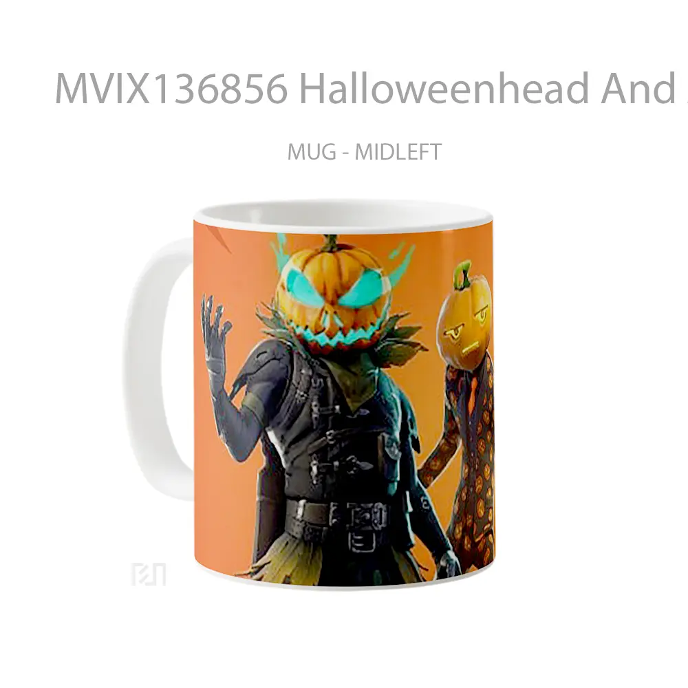 Mug Halloweenhead And Jack Gourdon Fortnite Cangkir Gamer - All-side / Desain