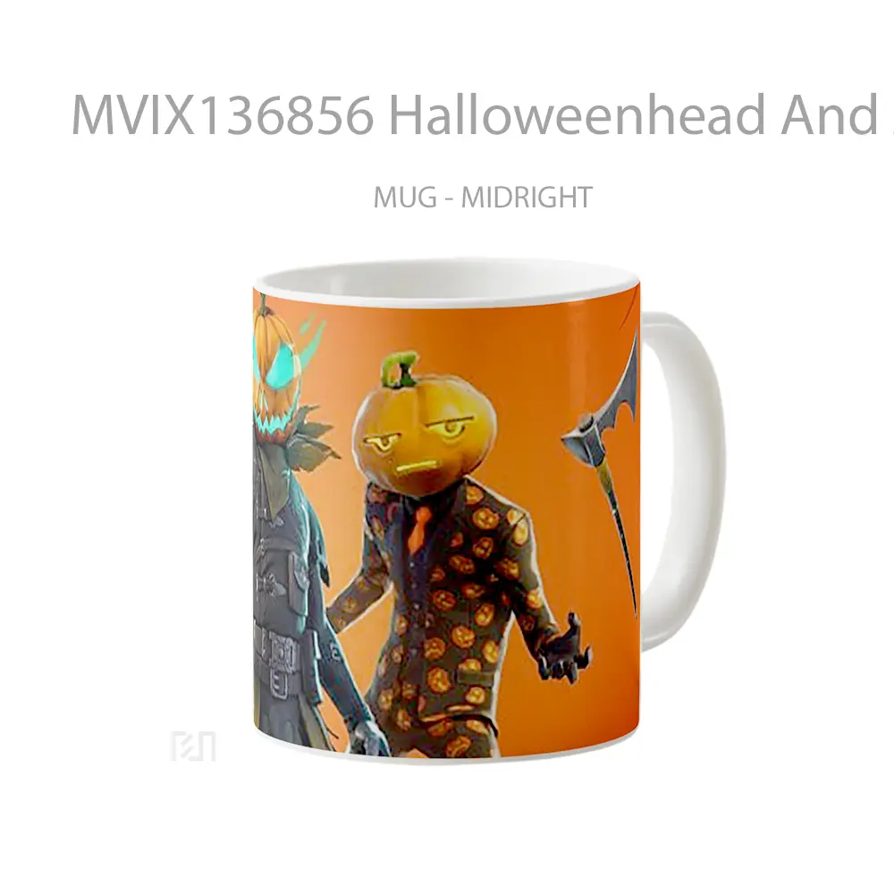 Mug Halloweenhead And Jack Gourdon Fortnite Cangkir Gamer - All-side / Desain