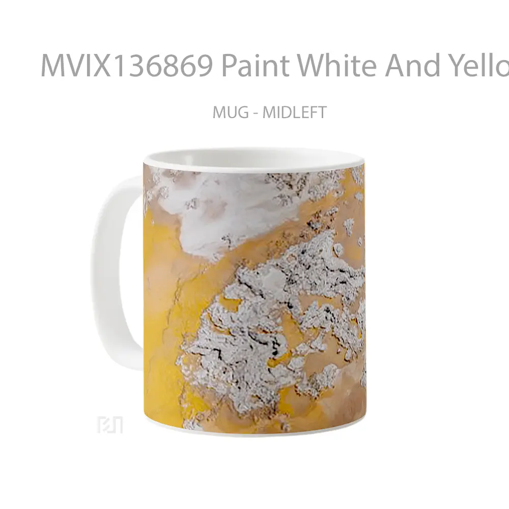 Mug Paint White And Yellow Gelas Keramik Unik - All-side / Desain