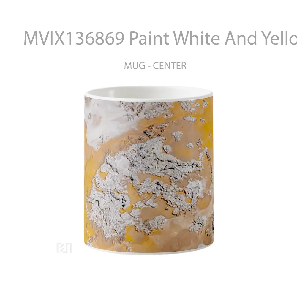 Mug Paint White And Yellow Gelas Keramik Unik