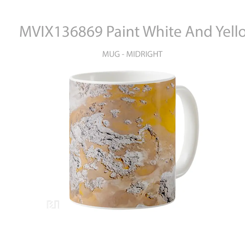 Mug Paint White And Yellow Gelas Keramik Unik - All-side / Desain