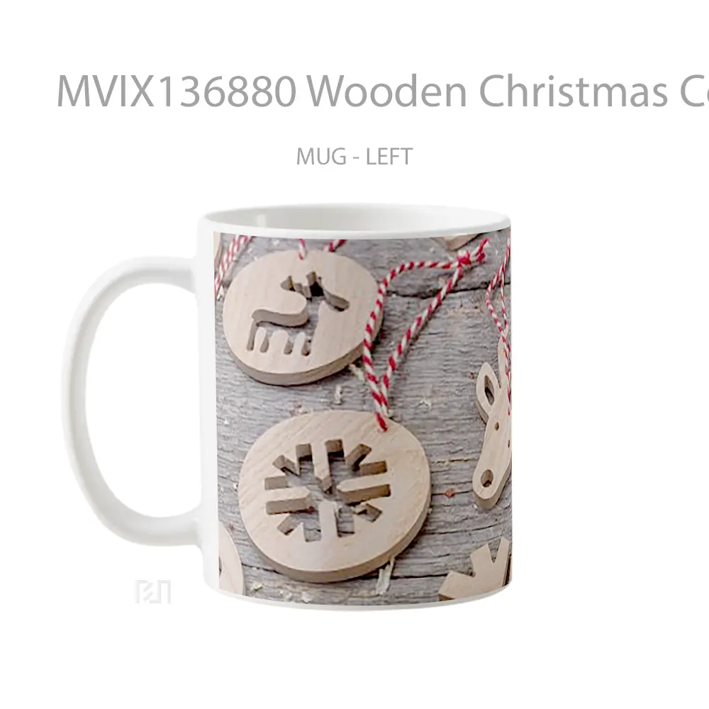 Mug Wooden Christmas Colguijes Gelas Keramik Unik - All-side / Desain