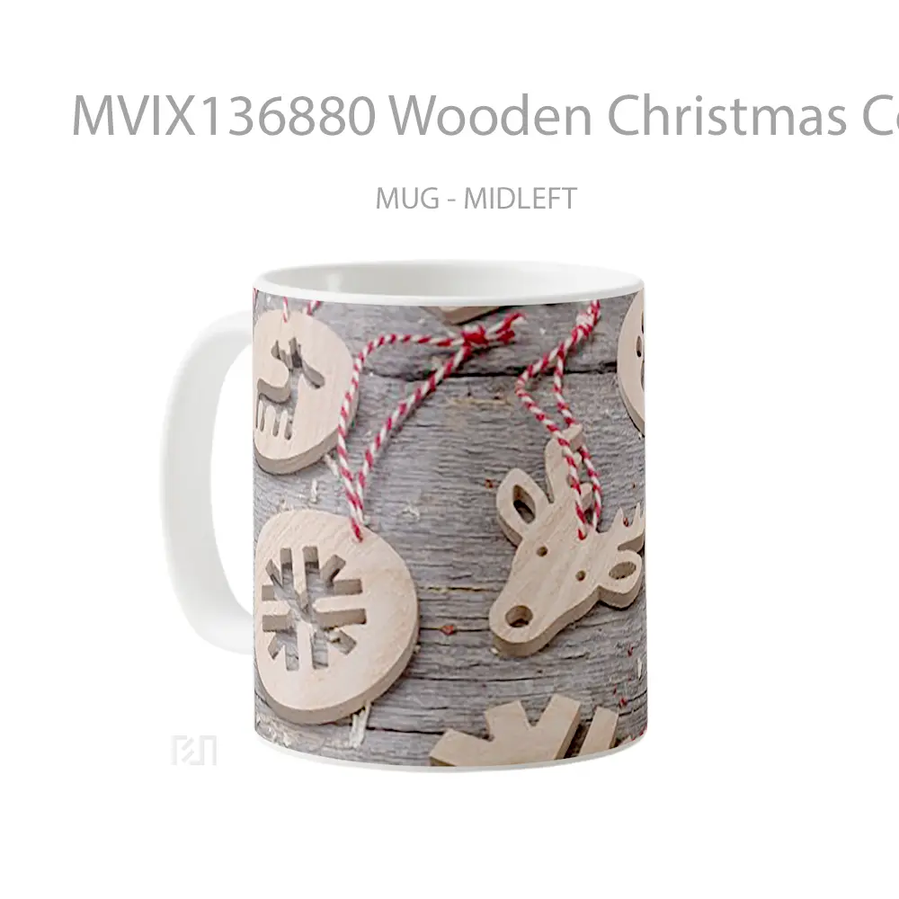 Mug Wooden Christmas Colguijes Gelas Keramik Unik - All-side / Desain