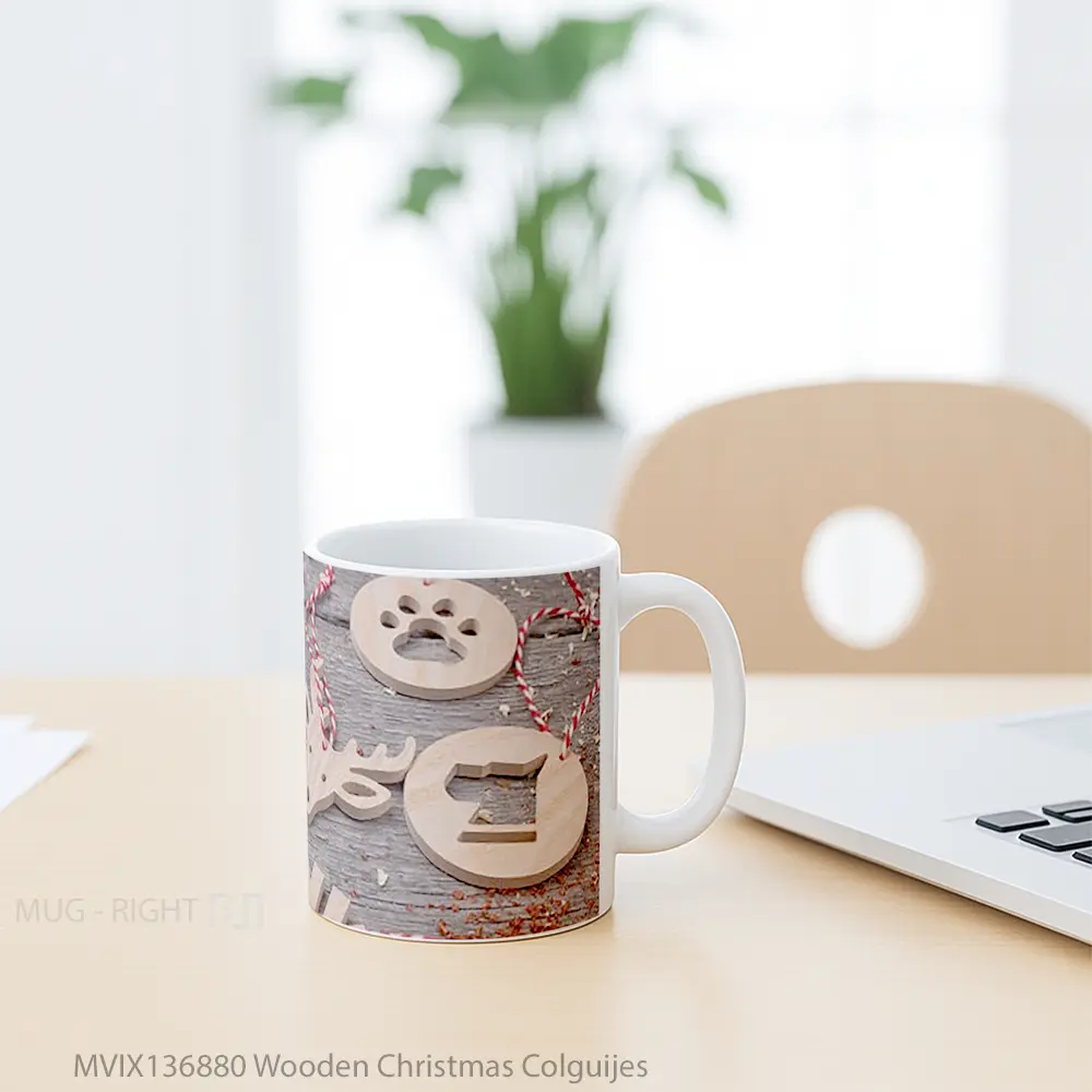 Mug Wooden Christmas Colguijes Gelas Keramik Unik - All-side / Desain
