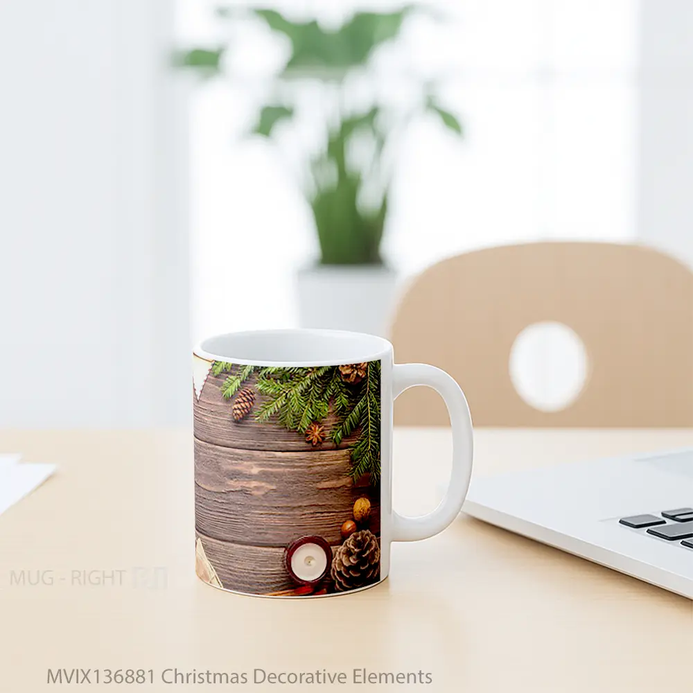 Mug Christmas Decorative Elements Gelas Keramik Unik - All-side / Desain